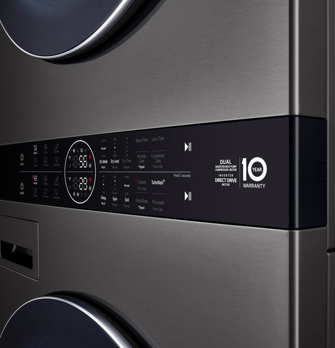 LG 5.8 Washer/7.8 Dryer Cu. Ft. Front-Load High-Efficiency Washtower™ - Black Steel - WKHC252HBA