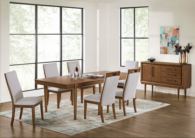 Ember 7pc Dining Set with Table & 6 Chairs, 74-92\"W - Grey & Brown