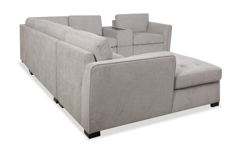 Vault 6-Piece Left-Facing Sectional with Sofa Bed Loveseat, Two Storage Chairs and Storage Chaise - Grey