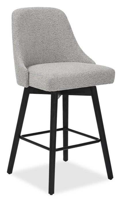 Nash Counter-Height Stool with Swivel Seat & Polyester Fabric, 26.5\"H, Wood & Metal - Grey