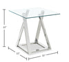 Briar 22" Modern Glass Top End Table - Silver | Table de bout moderne Briar de 22 po avec dessus en verre - argentée