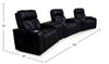 Zen 5-Piece Leather-Look Fabric Home Theatre Power Reclining Sectional with Massage - Black | Sofa sectionnel à inclinaison électrique Zen 5 pièces de style cinéma maison en similicuir avec massage et 2 consoles de rangement - noir