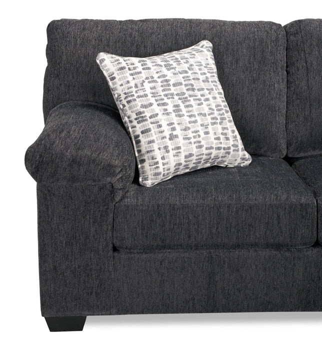 Made in Canada Morgan 2-Piece Right-Facing Chenille Fabric Sofa Bed Sectional with Accent Pillows - Grey