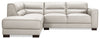 Citadel 2-Piece Left-Facing Top-Grain Genuine Leather Sectional with Wood Legs - Frost White | Sofa sectionnel de gauche Citadel 2 pièces en cuir véritable de qualité supérieure avec pattes en bois - blanc givré
