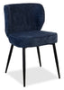 Sara Wing-Back Dining Chair with Polyester Fabric, Metal - Blue | Chaise de salle à manger Sara à oreilles en tissu de polyester et en métal - bleue