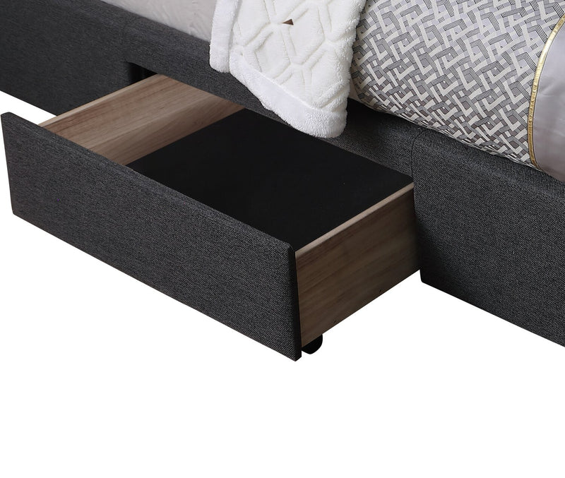 Beck Upholstered Storage Bed in Dark Grey Fabric, Button Tufted - King Size
