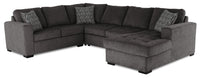 Made in Canada Legend 4-Piece Right-Facing Chenille Fabric Sleeper Sectional with Storage Chaise - Pewter Brown 