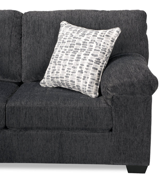 Made in Canada Morgan 3-Piece Left-Facing Chenille Fabric Sectional with Sofa and Accent Pillows - Grey