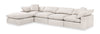 Eclipse Modular 5-Piece Linen-Look Fabric Sectional with Ottoman and Reversible Feather Down Cushions - Linen White | Sofa sectionnel modulaire Eclipse 5 pièces en tissu d’apparence lin avec pouf et coussins réversibles en duvet et plumes - blanc lin