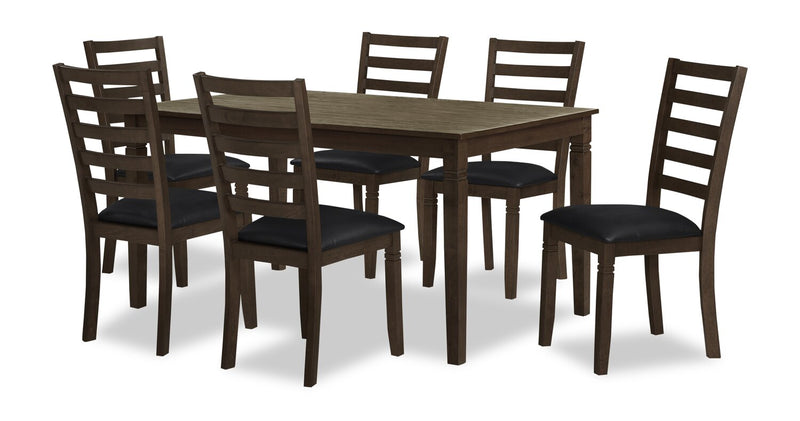 Devon 7pc Dining Set with Table & 6 Chairs - 60\"W, Wood  - Dark Brown