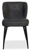 Sara Wing-Back Dining Chair with Polyester Fabric, Metal - Grey | Chaise de salle à manger Sara à oreilles en tissu de polyester et en métal - grise