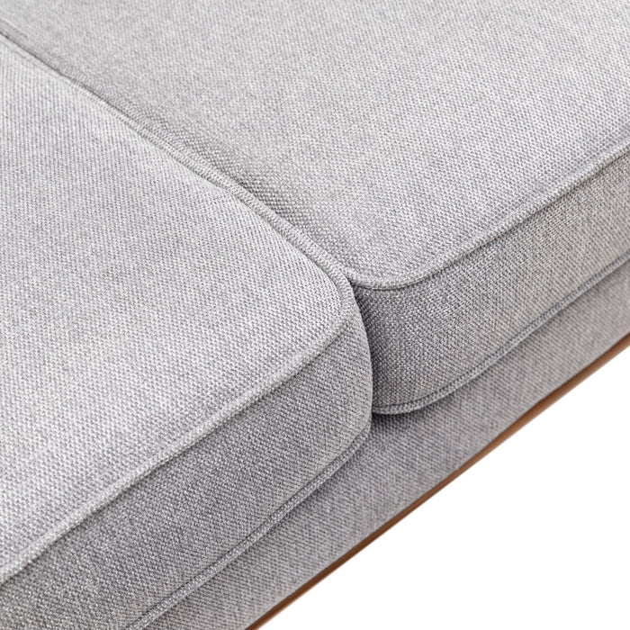 Kort & Co. Kassia 80\" Linen-Look Fabric Condo Size Sofa with Wood Base and Legs - Grey