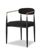 Kort & Co. Capri Dining Armchair with Boucle Fabric & Gold Accent, Metal - Black | Chaise de salle à manger à accoudoirs Capri de Kort & Co. en métal avec tissu bouclé et touches dorées - noire