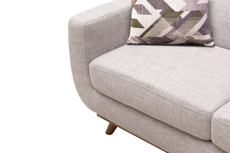 Kort & Co. Freeman 63\" Linen-Look Fabric Loveseat with Wood Legs and Tufted Back Cushions - Dove White