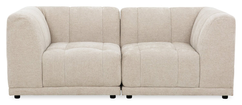 Kort & Co. Oaklyn Modular 77\" Fabric Loveseat with Tufted Seat Cushions - Beige