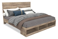 Oakley Platform Bed with Headboard & Storage Frame, Made in Canada, Natural - King Size 