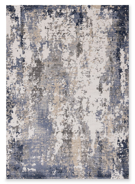 Lucas 6'7\" x 9'6\" Distressed Area Rug - Blue