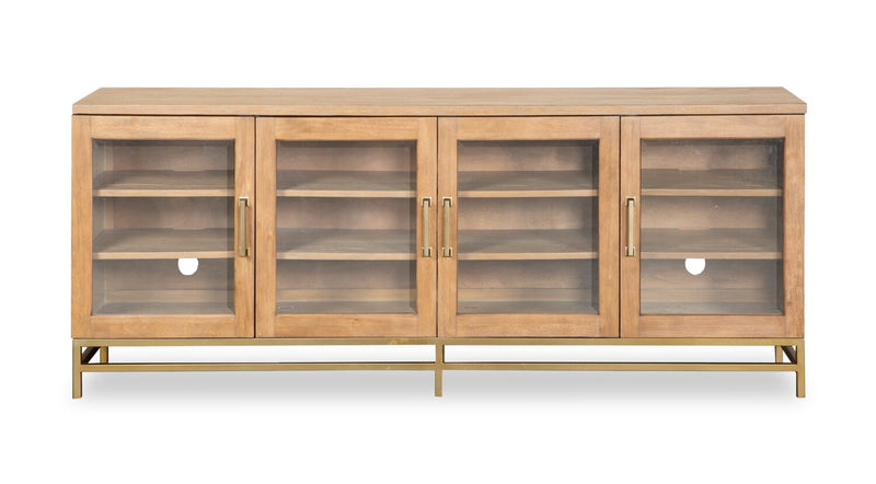 Cresset 70” Modern Solid Wood TV Stand with Storage and Cable Management for TVs up to 75\" - Belgian Wheat