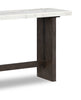 Warwick 52” Solid Wood and Marble Sofa Table – White and Brown Oak | Table de salon Warwick de 52 po en bois massif et en marbre - blanche et chêne brun