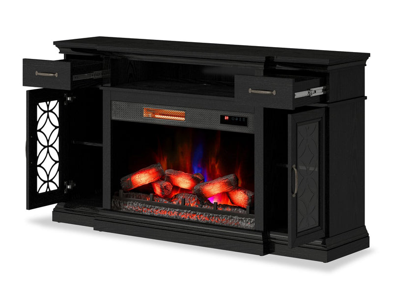 Zenith 64\" Electric Fireplace TV Stand with Storage for TVs up to 70\" - Black