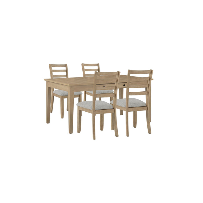 Cove Dining Table with Storage Drawers, Melamine, 66\"W - Natural/Grey