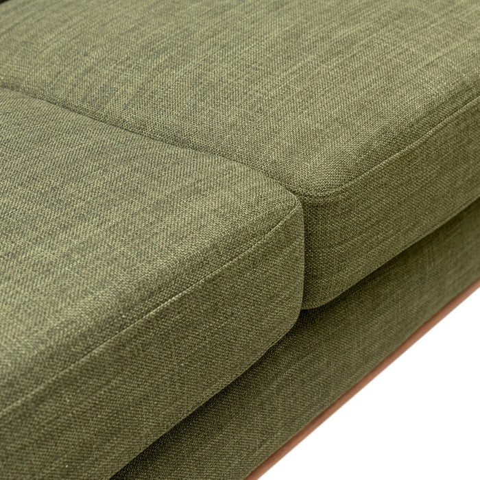 Kort & Co. Freeman 80” Linen-Look Fabric Condo Size Sofa with Wood Legs - Avocado Green