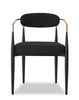 Kort & Co. Capri Dining Armchair with Boucle Fabric & Gold Accent, Metal - Black | Chaise de salle à manger à accoudoirs Capri de Kort & Co. en métal avec tissu bouclé et touches dorées - noire