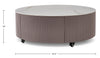 Circa 31.5" Modern Round Coffee Table with White Sintered Stone Top, Storage and Casters - Grey-Taupe | Table à café ronde moderne Circa de 31,5 po avec dessus en pierre frittée blanche, rangement et roulettes - taupe-gris | CIRCACTB