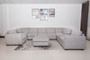Vault 9-Piece Sectional with Sofa Bed Loveseat, Four Storage Chairs and Storage USB Console - Grey | Sofa sectionnel Vault 9 pièces avec causeuse-lit, 4 fauteuils de rangement et console de rangement avec USB - gris