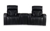 Zen 3-Piece Leather-Look Fabric Home Theatre Power Reclining Sectional with Massage and Storage Console - Black | Sofa sectionnel à inclinaison électrique Zen 3 pièces de style cinéma maison en similicuir avec massage et console de rangement - noir