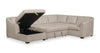 Envy 3-Piece Left-Facing Chenille Fabric Sleeper Sectional with Storage Chaise - Almond Beige | Sofa-lit sectionnel de gauche Envy 3 pièces en tissu de chenille avec fauteuil long de rangement - beige amande