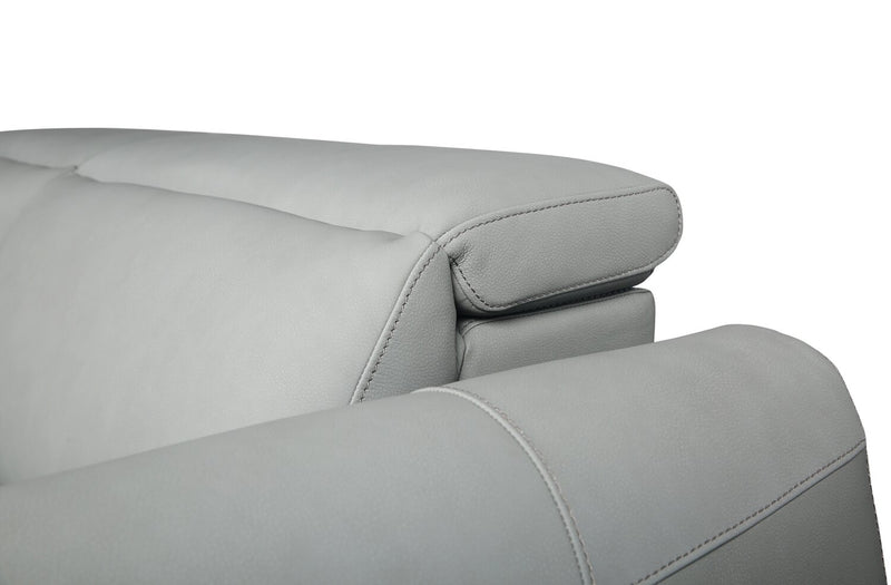 Gianna 76\" Genuine Leather Power Reclining Sofa with Power Headrests and USB Ports - Spa Blue