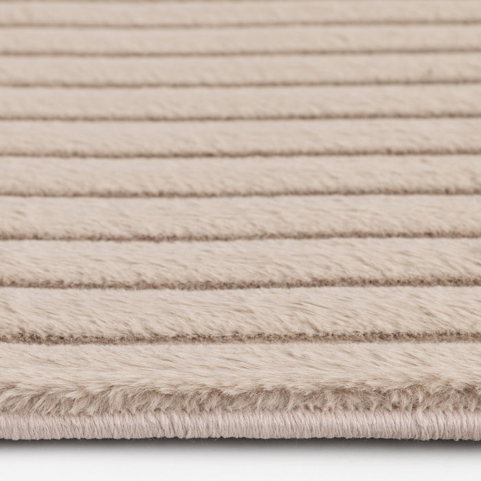 Dream Step Memory Foam Channel Taupe Faux Fur Area Rug - 5' x 7'
