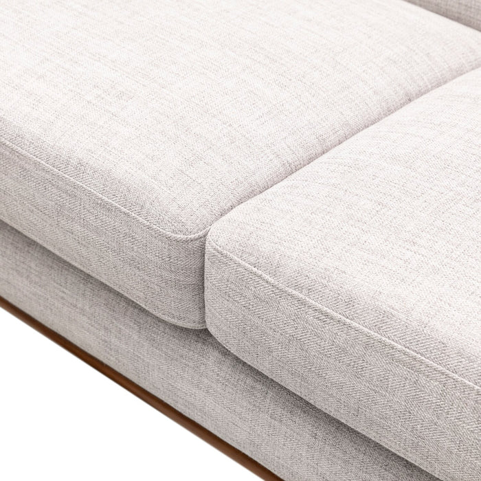 Kort & Co. Freeman 80” Linen-Look Fabric Condo Size Sofa with Wood Legs - Dove White
