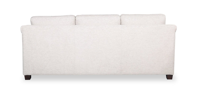 Mallie 84\" Chenille Fabric Sofa with Rolled Arms and Wood Legs - Shell White
