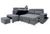 Coast 3-Piece Left-Facing Fabric Sleeper Sectional with Storage and Ottoman - Smoke | Sofa-lit sectionnel de gauche Coast 3 pièces en tissu avec rangement et pouf - fumée