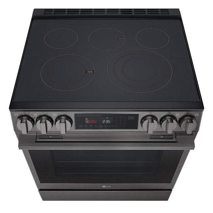 LG 6.3 Cu. Ft. Smart Electric Range with Air Fry – Black Stainless Steel - LSEL6335ZE