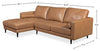 Edge 2-Piece Left-Facing Genuine Leather Sectional with Wood Legs and Removable Back Cushions - Brown | Sofa sectionnel de gauche Edge 2 pièces en cuir véritable avec pattes en bois et coussins de dossier amovibles - brun