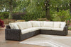 Halifax 4-Piece Outdoor Patio Set with 2 Loveseats, Armless & Corner Chairs, UV & Weather Resistant - Beige/Brown | Ensemble Halifax 4 pièces pour la terrasse à l’extérieur avec 2 causeuses, fauteuil sans accoudoirs et fauteuil en coin - brun et beige