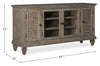 Baron 62” Rustic Pine TV Stand with Storage and Cable Management for TVs up to 70” - Dovetail Grey | Meuble pour téléviseur rustique Baron de 62 po en pin avec rangement et système de gestion des