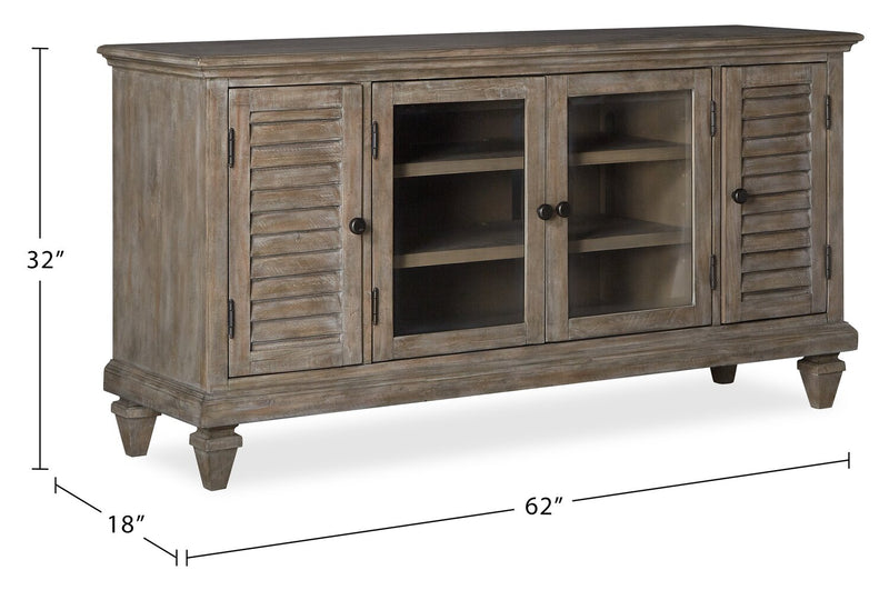 Baron 62” Rustic Pine TV Stand with Storage and Cable Management for TVs up to 70” - Dovetail Grey