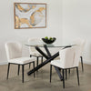 Zoe 5pc Dining Set with Table & 4 Chairs, Glass Top, Metal Geometric Base, 47"W Round - Black & Ivory | Ensemble de salle à manger Zoe 5 pièces avec table ronde de 47 po (L), dessus en verre, base géométrique en métal et 4 chaises - noir et ivoire