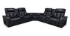 Zen 3-Piece Leather-Look Fabric Power Reclining Sectional with Massage and Two Refrigerator Consoles - Black | Sofa sectionnel à inclinaison électrique Zen 3 pièces en tissu d’apparence cuir avec massage et 2 consoles à compartiment réfrigéré - noir