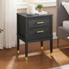 Alia Bedside 2-Drawer Nightstand with Gold Accent, 18"W x 25.75"H - Black | Table de nuit Alia de 18 po (l) x 25,75 po (H) à 2 tiroirs avec touche dorée - noire