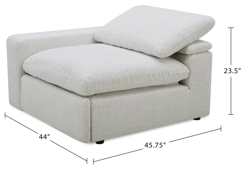 Sky Modular 45.75\" Fabric Left-Facing Power Reclining Chair with Feather Down Cushions - Nathan Wheat