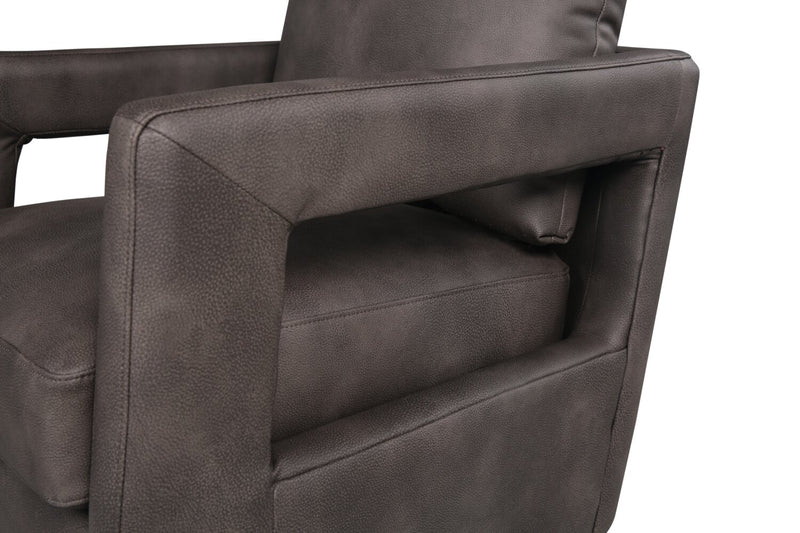 Ever 28\" Swivel Leather-Like Fabric Accent Chair – Dark Brown 