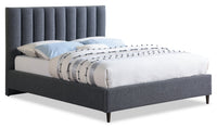 Kort & Co. Rain Upholstered Platform Bed in Charcoal Fabric, Tufted - Full Size 