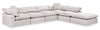 Eclipse Modular 6-Piece Linen-Look Fabric Pit Sofa Sectional with Reversible Feather Down Cushions - Linen White | Sofa sectionnel modulaire de style cocon Eclipse 6 pièces en tissu d’apparence lin avec coussins réversibles en duvet et plumes - blanc lin