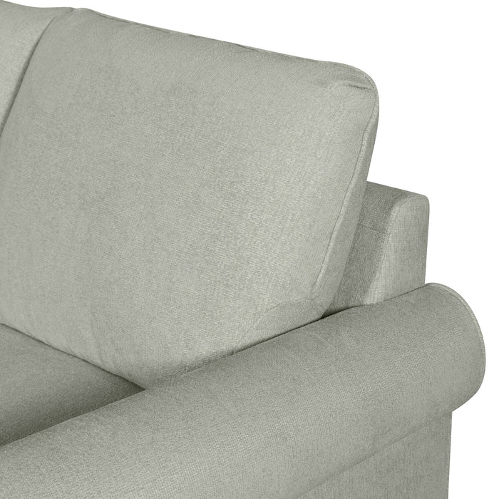 Scott Living Haven 4-Piece Right-Facing Chenille Fabric Sleeper Sectional with Storage Chaise - Seafoam Blue