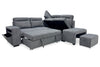 Coast 3-Piece Right-Facing Fabric Sleeper Sectional with Storage and Ottoman - Smoke | Sofa-lit sectionnel de droite Coast 3 pièces en tissu avec rangement et pouf - fumée